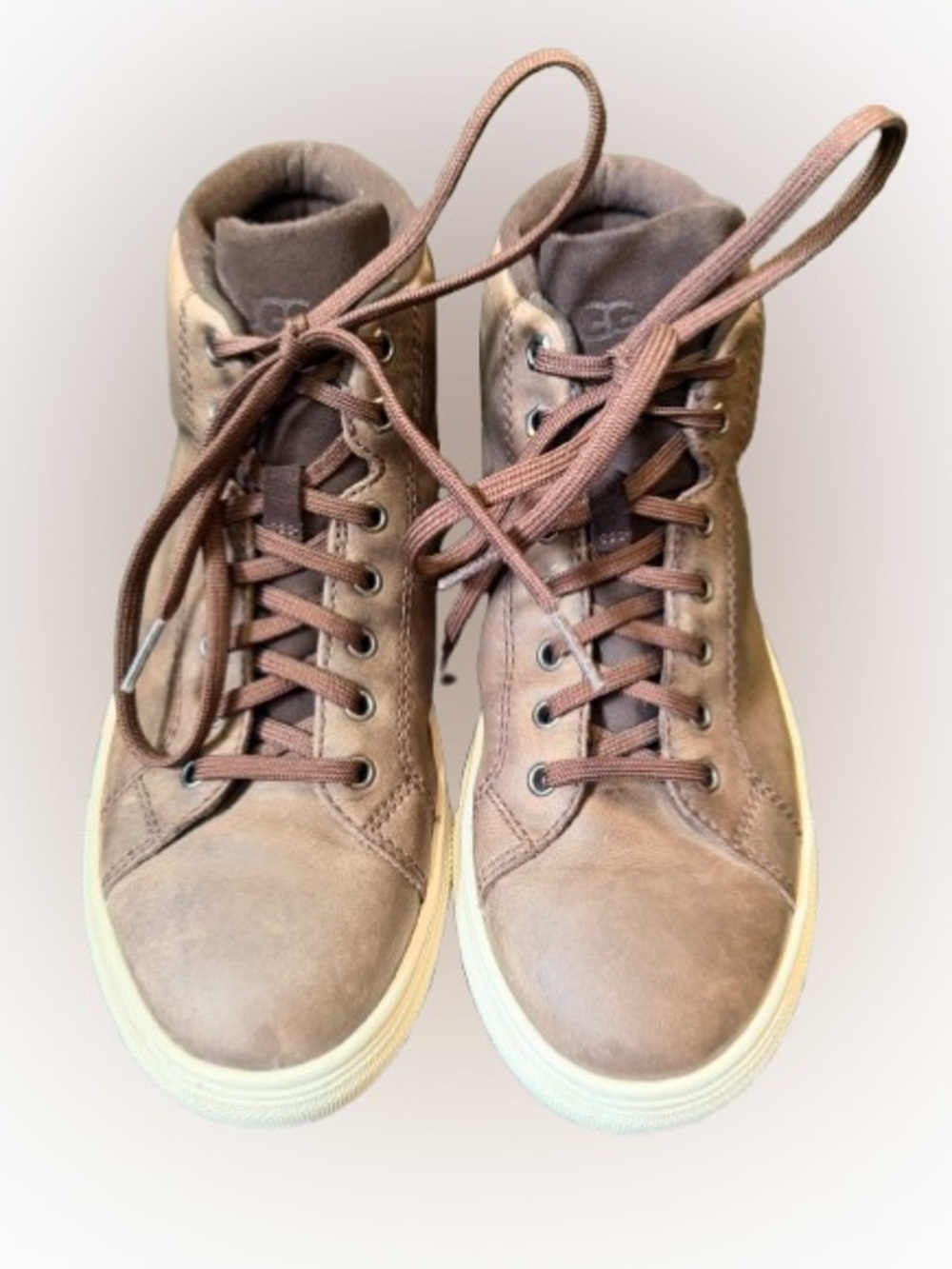 UGG Baysider High Weather Sneakers Men’s 7.5 Brown Leather Hi-Top Comfort Shoes